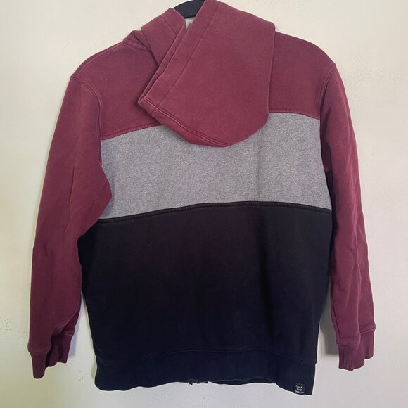 VANS Boys Sweatshirt Medium Red Black Hoodie Colorblock Logo Full Zip T5 - Picture 5 of 8